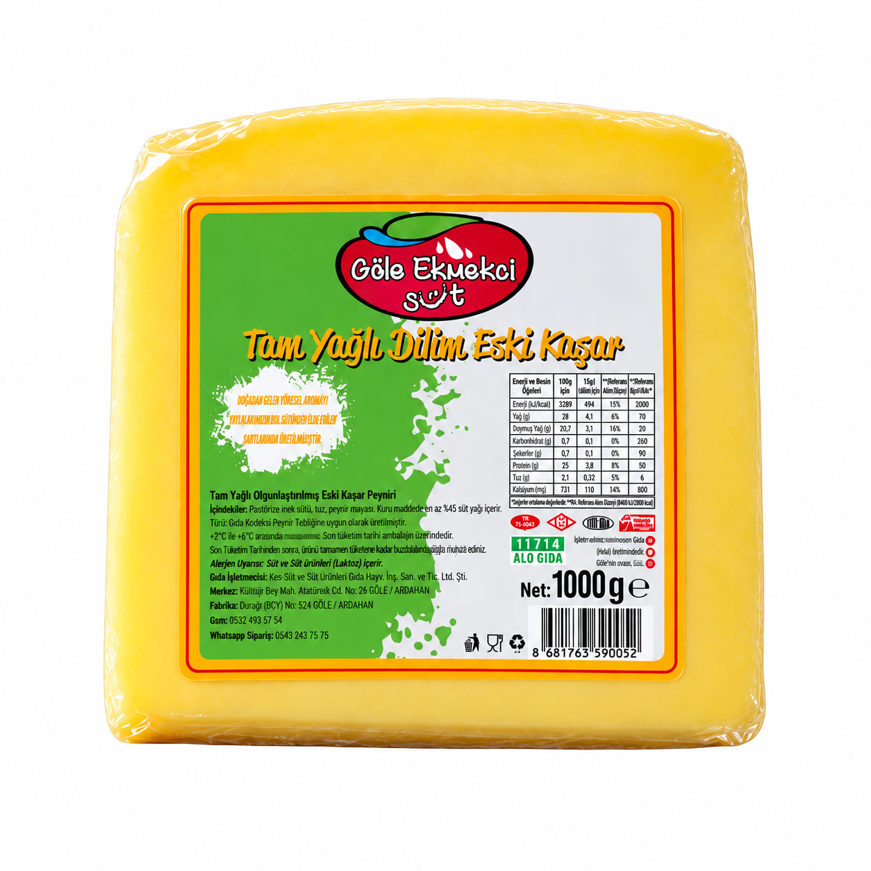 Olgunlaştırılmış Eski Dilim Kaşar 1kg